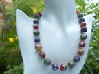 Vintage 14mm Fiorato, Blue, Yellow, Red, Green Necklace